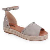 Gray Studded Open Toe Espadrilles Wedges Platforms - Dainty Jewelry NYC