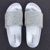 Silver Rhinestone Crystal Slides Sandals - Dainty Jewelry NYC