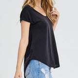 Cap Sleeve Hi-Low Top With Cutout Back - Dainty Jewelry NYC