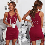 Ribbed Side Ruched Lace Up Mini Dress Wine Red - Dainty Jewelry NYC