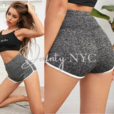 High Waisted Ruched Marble Gray White Shorts - Dainty Jewelry NYC
