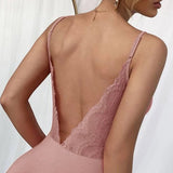 Sexy Open Back Lace Bodysuit - Dainty Jewelry NYC