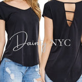 Cap Sleeve Hi-Low Top With Cutout Back - Dainty Jewelry NYC