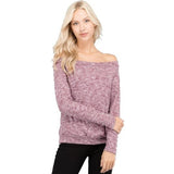 Off Shoulder Solid Sweater Top - Dainty Jewelry NYC
