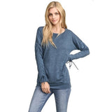 Long Sleeve Top With String Detail - Dainty Jewelry NYC