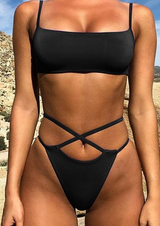 Spaghetti Strap Criss Cross Bikini Swimsuit - Dainty NYC