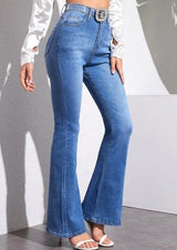 High Waist Flare Leg Stretch Jeans - Dainty Jewelry NYC
