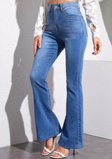 High Waist Flare Leg Stretch Jeans - Dainty Jewelry NYC