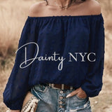 Boho Off Shoulder Loose Bubble Sleeve Top Gypsy - Dainty Jewelry NYC